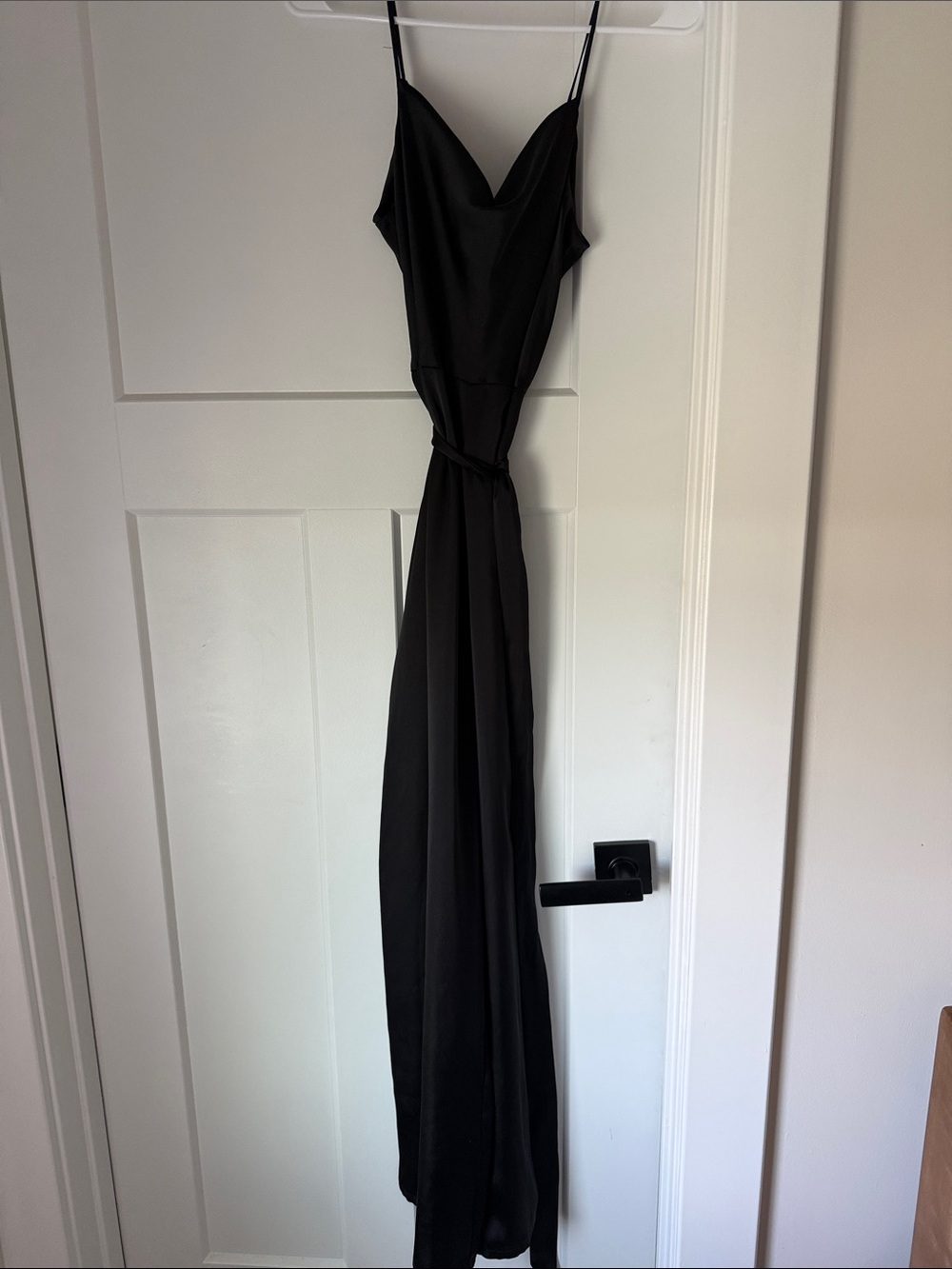 Express Black Satin Cowl Neck Jumpsuit